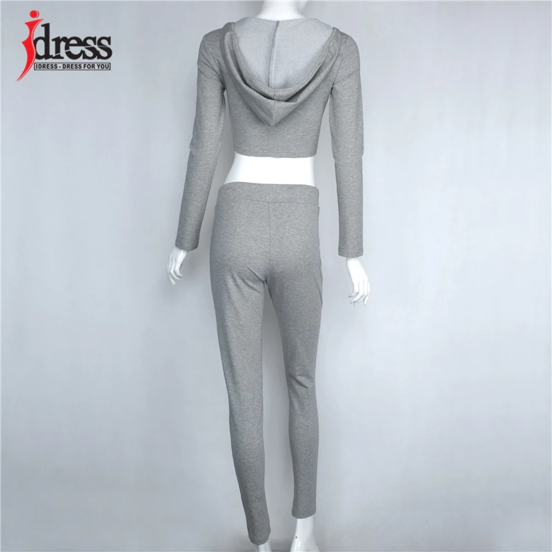IDress Women Suit Outfit Two Piece Set Crop Top Legging Sweatpants Set Crop Hoodie Set Female Sweatshirt Pants Tracksuit Set (9)