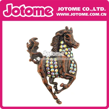 

100pcs/lot Vintage AB Rhinestone Crystal Running Horse Pin Brooch Fashion Women Jewelry