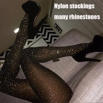 

Women Tights With Crystals Bling Women Stocking Rhinestones Nylon Sheer Pantyhose Party Hosiery Sexy Shiny Medias De Mujer SW137