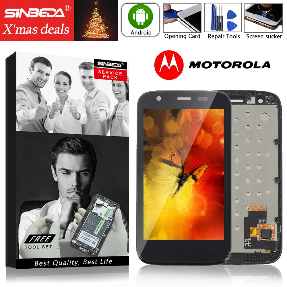 

4.5" Sinbeda For Motorola Moto G LCD Display Touch Screen with Frame Digitizer For MOTO G Display For Moto G1 LCD XT1032 XT1033