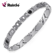 Rainso Магнитная здоровье и гигиена 4 элементы био браслеты для женщин Элегантный серебряный Титан ссылка браслет OTB-1287S