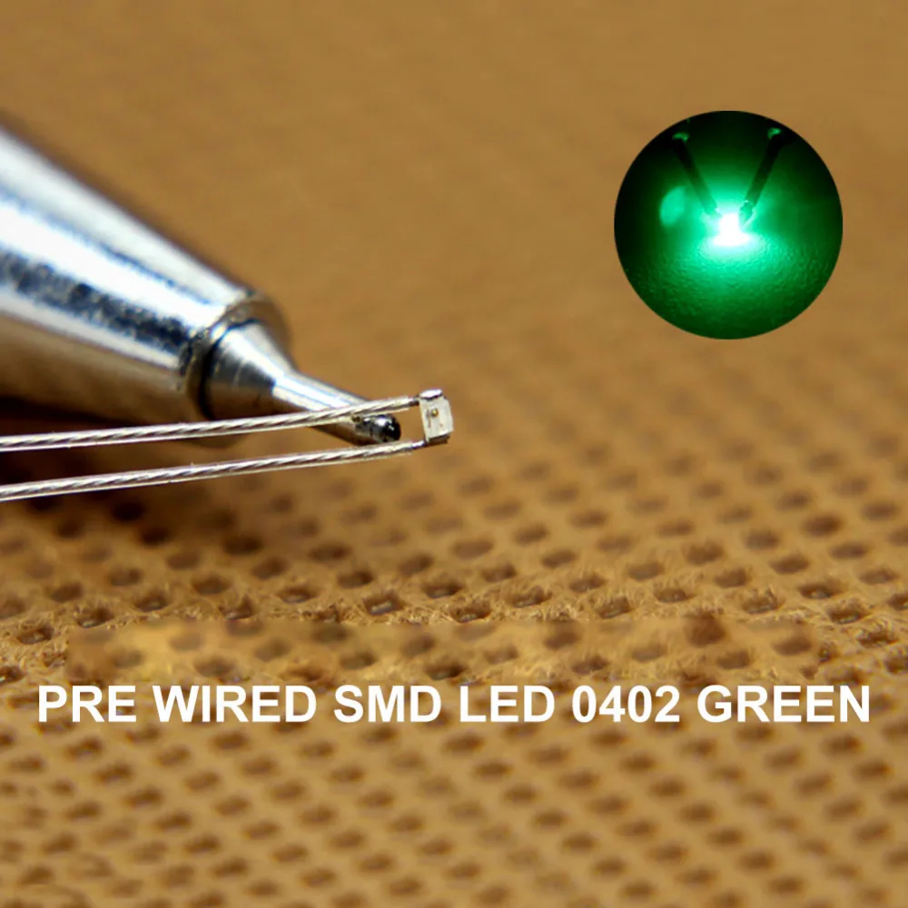 0402 SMD Led 20 шт. предварительно припаянные Проводные провода micro litz красный желтый