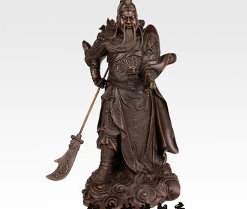 

18''China Warrior Guardian Ancient General Guangong Guan Yu Dragon Bronze Statue