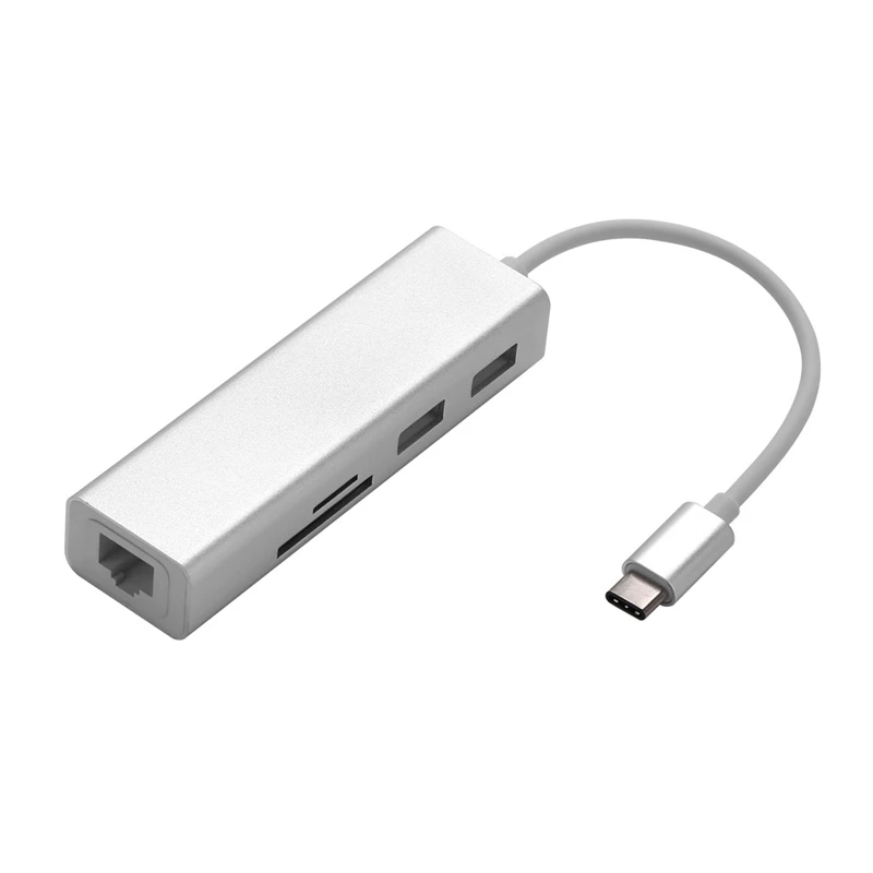 5 в 1 USB C концентратор 3,0 type-C адаптер для синхронизации данных кард-ридер RJ45 Ethernet LAN