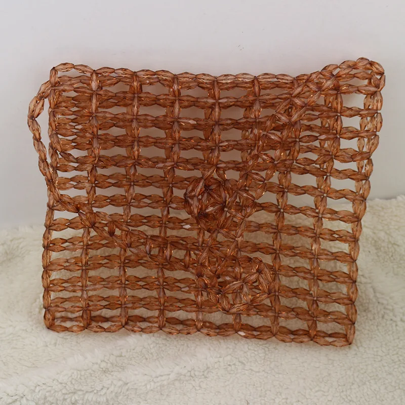 خمر الرجعية مطرز اللؤلؤ اليد النسائية الصغيرة حزب مخلب المغلف أعلى-حقائب بيد المرأة الجوف خارج البني بيرل فليب يد