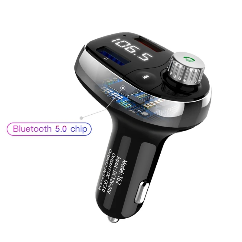 T62 Быстрая зарядка 3,0 автомобильный Bluetooth fm-передатчик с двумя портами usb QC3.0 автомобильное зарядное устройство fm-модулятор MP3-плеер Автомобильная Зажигалка Handfree