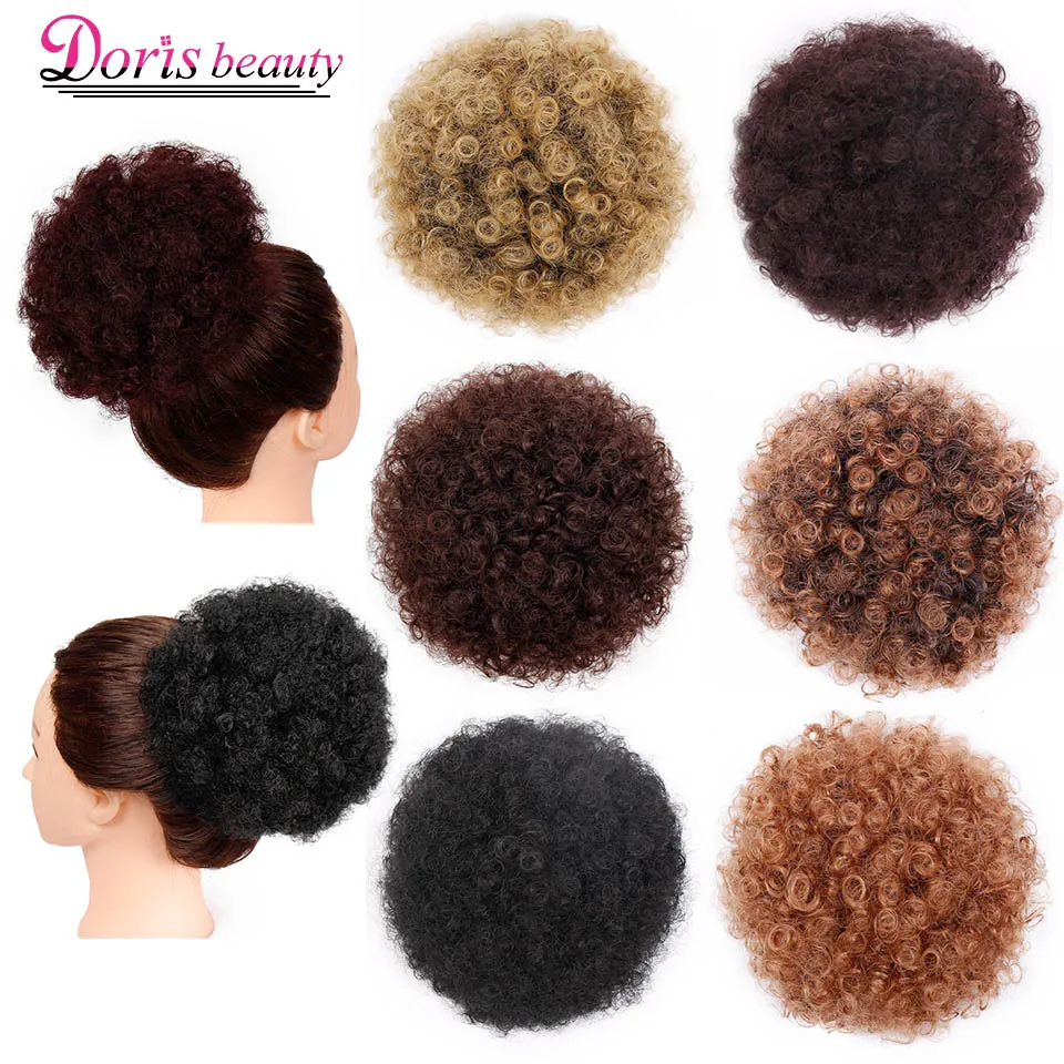 

High Puff Afro Curly Ponytail Extensions Fake Drawstring Short Afro Kinky Curly Ponytail Clip in Synthetic Curly Hair Bun Tail