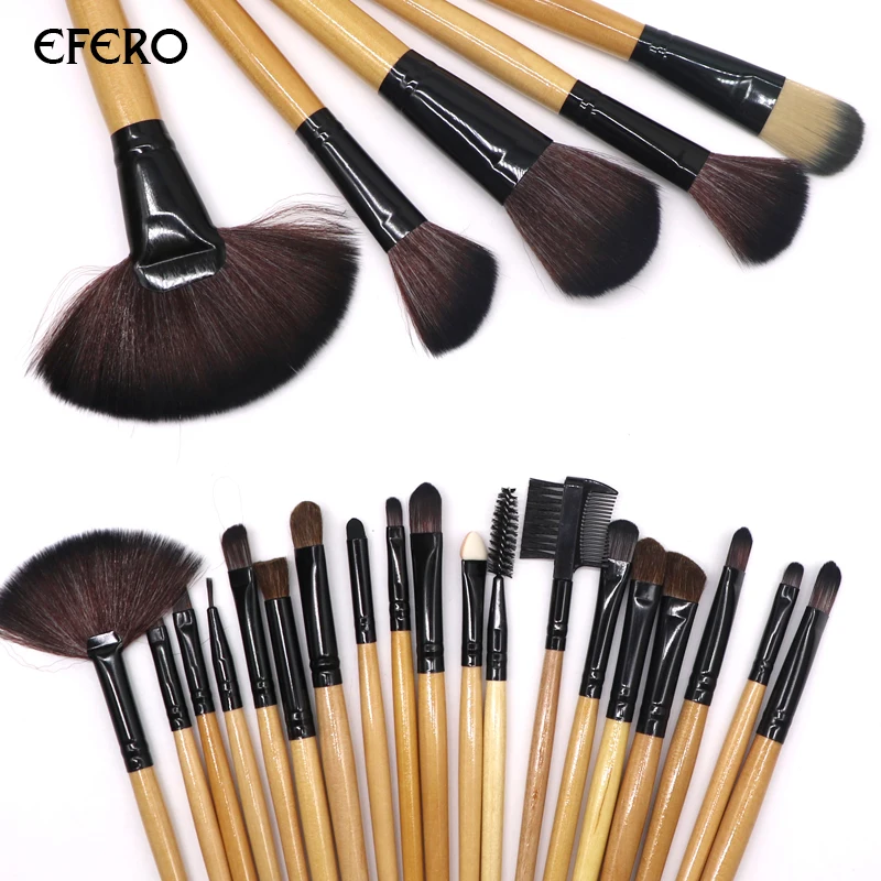 

efero 24Pcs Professional Makeup Brushes Eyeshadow Eyebrow Brushes Set Powder Foundation Soft Synthetic Hair Cosmetics Brush Kit