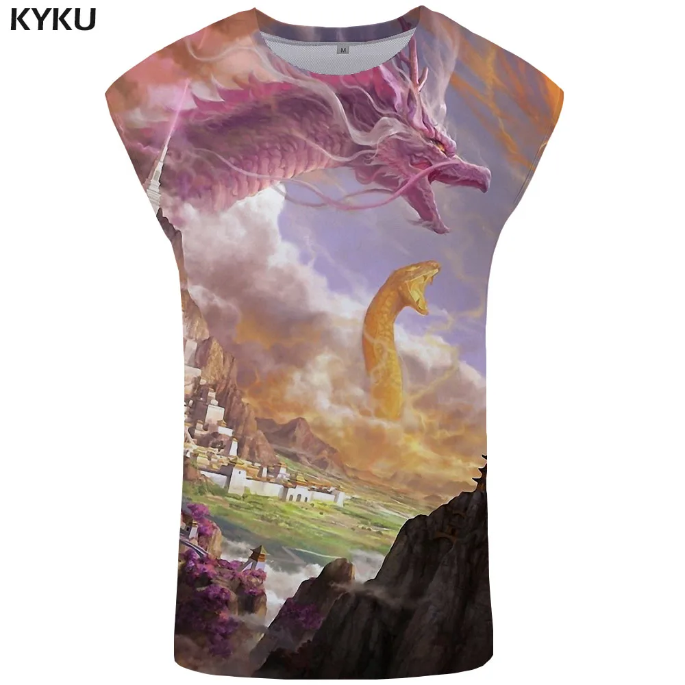 KYKU бренд Dragon Tank Топ для мужчин животное Singlet Dragon Ball Z жилет молния для мужчин s Бодибилдинг война Стрингер мужская майка