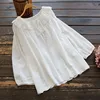5847 Spring Women Top Literary Vintage Ruffled Collar Drawstring Embroidery Cotton Pullover Long Sleeve Loose Shirt Blouse Women 3
