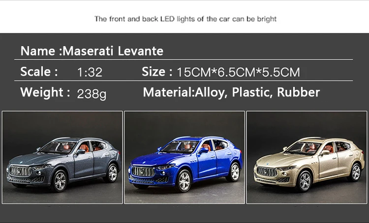 KIDAMI 1:32 Maserati Levante литая под давлением литая модель автомобиля коллекция подарков для детей четыре двери Моделирование игрушечных автомобилей