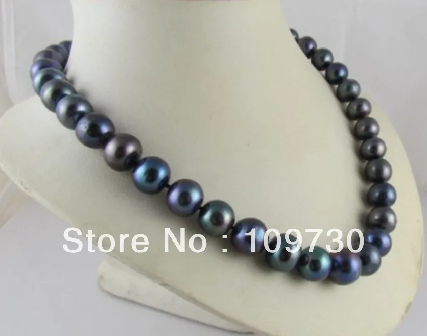 

Jewelry 00355 SURPRISING 10-11MM TAHITIAN BLACK PEARL NECKLACE 14KGP
