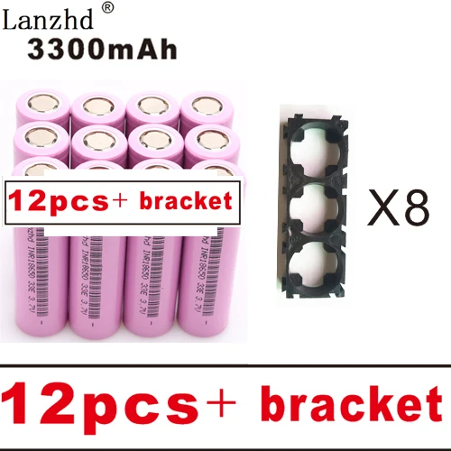 8-30PCS 18650 Batteries 3.7V Li ion 3300mAh 30A 18650VTC7 INR18650 battery with fixed bracket 18650 Holder and Splicing Bracket - Цвет: 12 pcs and bracket