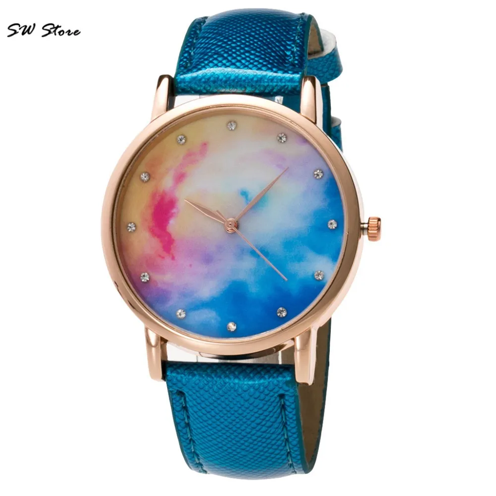 

Creative Atmosphere With Rhinestone Simple Leather Strap Women's Watches Suitable Everyone Quartz Relojes Para Mujer Clock@50
