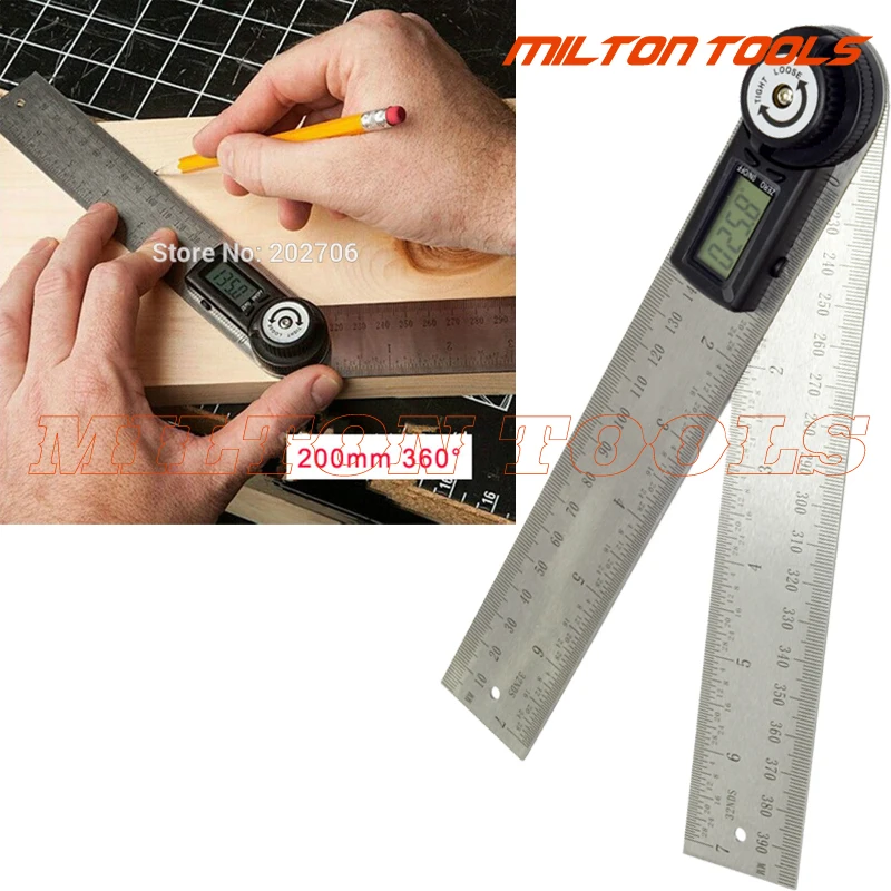 

2 in 1 200mm Digital protractor angle finder meter 2Rulers 400mm 360 degree electronic Protractor Inclinometer Goniometer Level