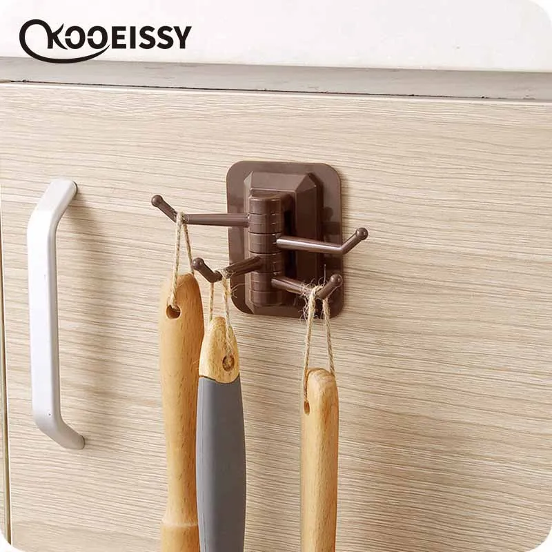 Wall decoration Can be rotated Personalized Hook Kitchen Home Decoration Bathroom supplies Storage rack No trace Paste | Дом и сад