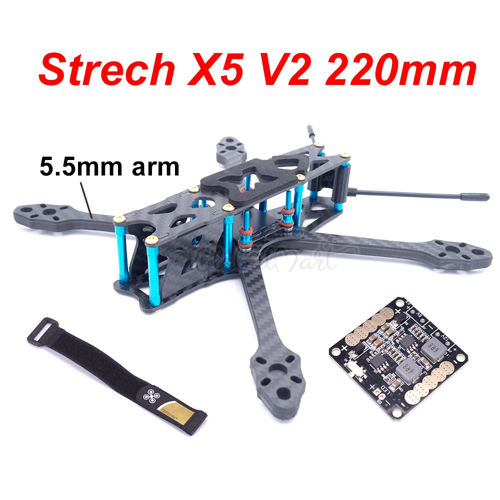 Strech X5 V2 220 220mm w/5,5 мм Freestyle с видом от первого лица Квадрокоптер с рамой, набор обновления Джонни 5-дюймовый FPV Edition 22XX мотор