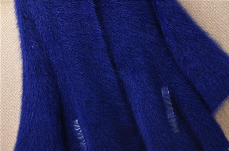 Женские зимние толстые плюшевые норковые кашемировые с лисьим хвостом кардиган семь с расклешенными рукавами тонкий Ангорский трикотаж свитер пальто мантия