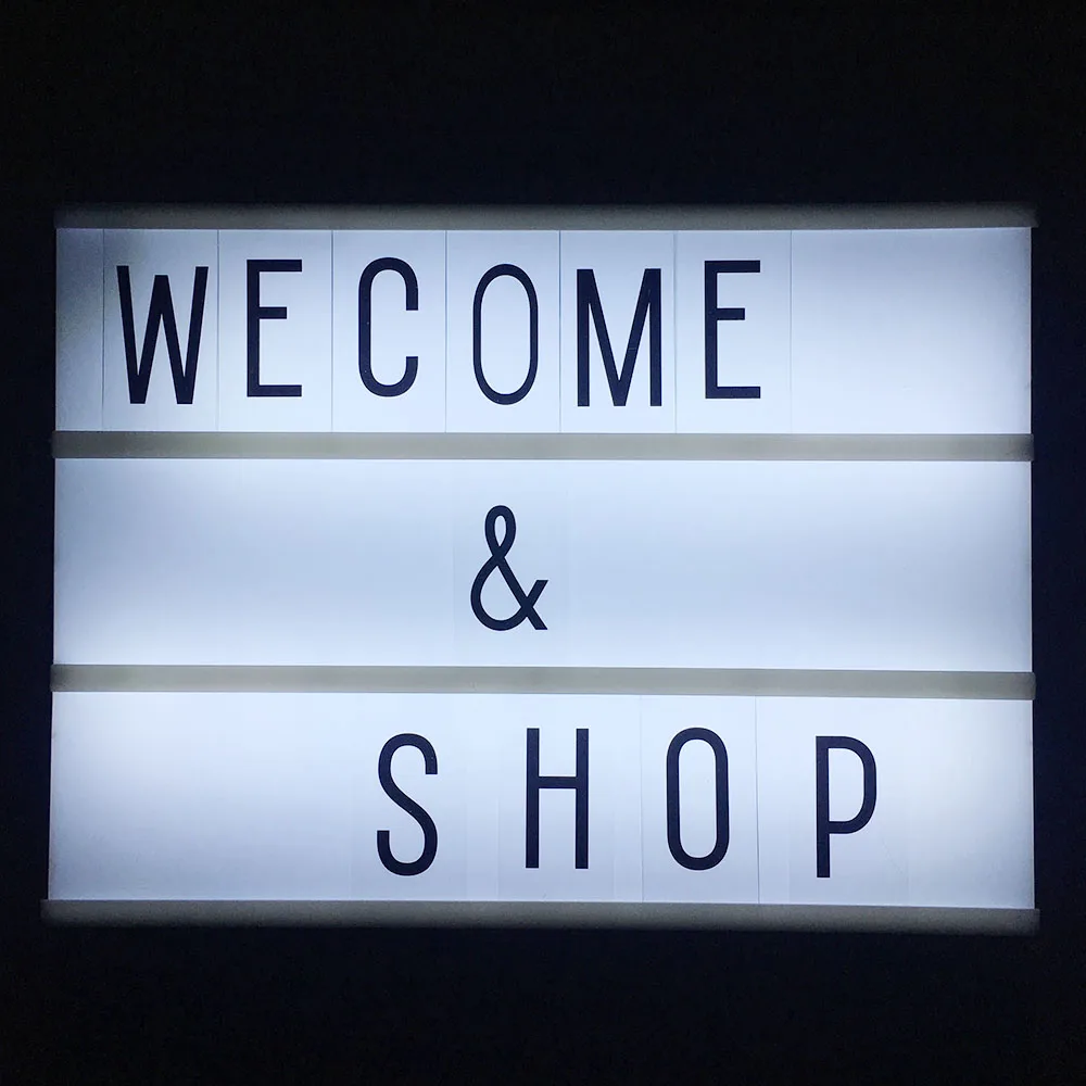 Кино Tic Кино LED lightbox 3 линии с различными буквы светодиодный ночник Мощность для DIY украшения дома Освещение