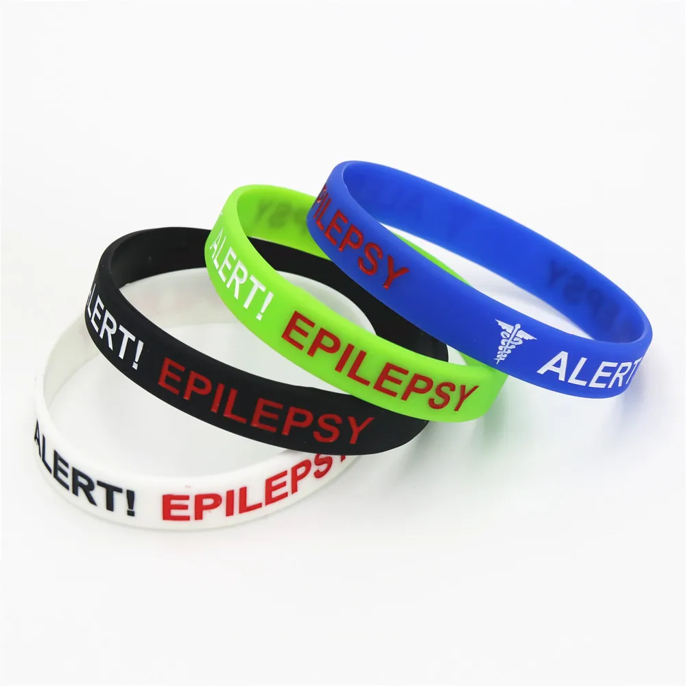 1 шт., браслеты с эпилепсией, медицинский, аварийный, силиконовый браслет с эпилепсией, черный, белый, зеленый, синий, браслет для медсестры, браслеты, ювелирные изделия, SH135