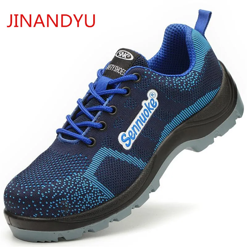 

2018 Summer Air Mesh Men Work Safety Shoes with Steel Toe Cap Breathable Lightweight Work Safety Boots Casual Shoes Men Sneakers