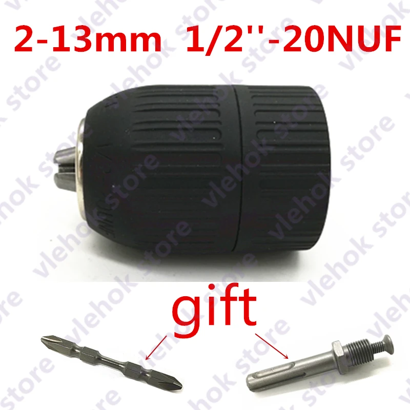 

2-13mm 1/2''-20UNF Chuck Keyless Mount Spanner Impact Drill Chuck Bit Hand Tool Lock Adaptor for BOSCH MAKITA HITACHI DeWALT