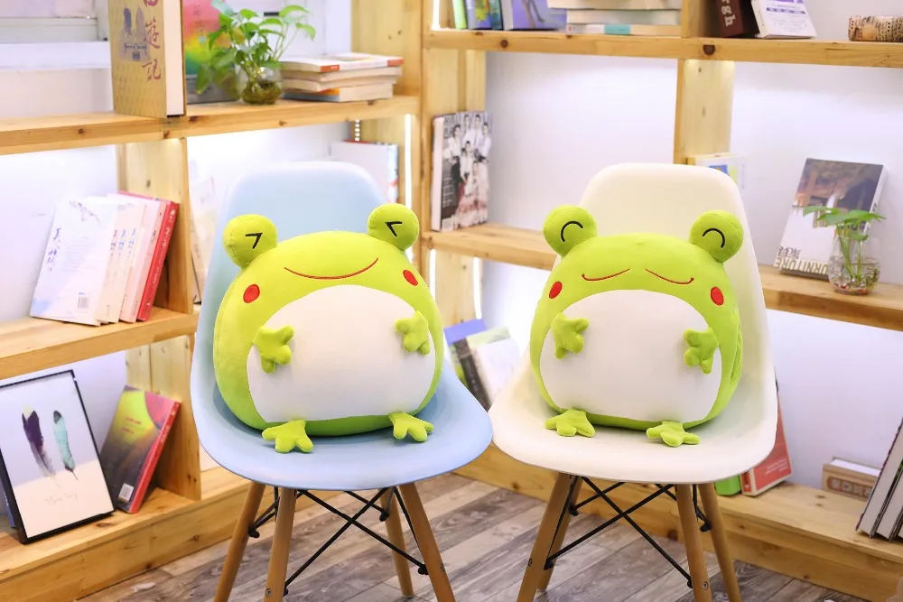 35cm Cute Expression Frog Plush Toy Soft Cartoon Animal Frog Stuffed Doll Sofa Bed Pillow Cushion Household Items Kids Best Gift