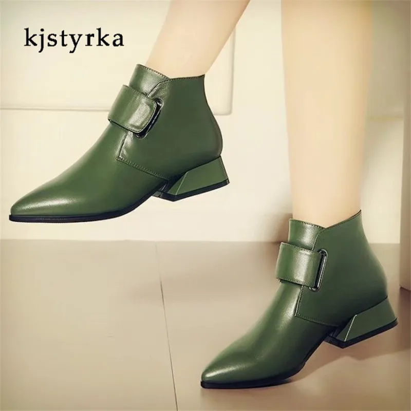 

Kjstyrka botines mujer 2018 winter autumn fashion pointed-toe ankle women boots soft Patent leather botas femininas de inverno