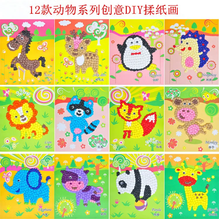 DIY Paper Painting Sticky Sticker Kindergarten Toy Safety Non-toxicity Material Package Craft Toys For Children Kids Random Send
