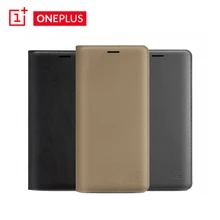 Original Official Oneplus 3 3T PU Leather Flip Case Smart Leather Cover with Smart Sleep Wake Up Card Slot for One Plus Phonebag
