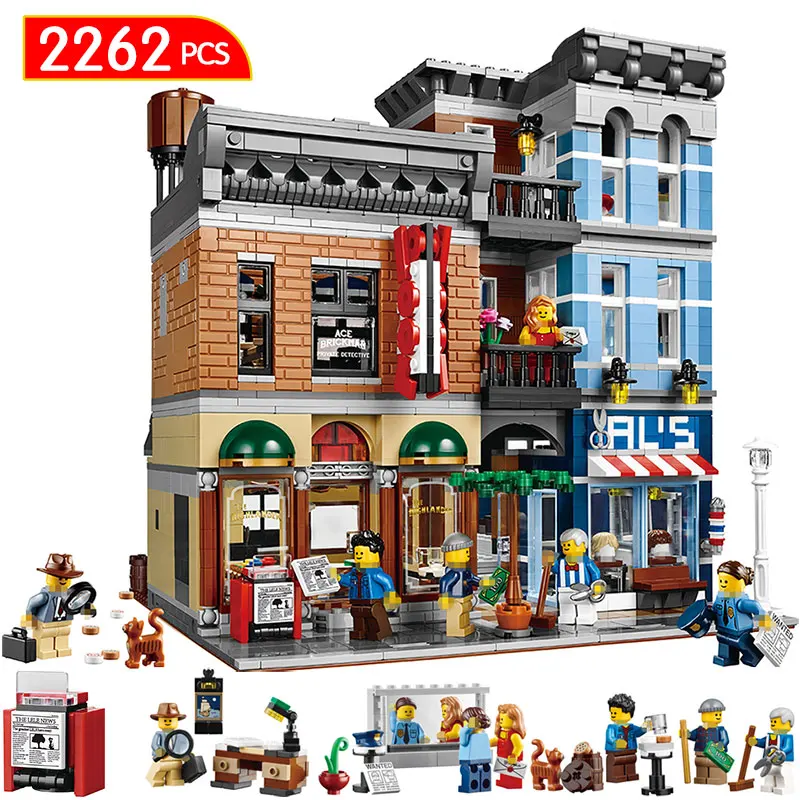 

2262PCS Technic Blocks Compatible LegoINGly City Street Series The Detective's Office House Big Building Bricks Toy For Children