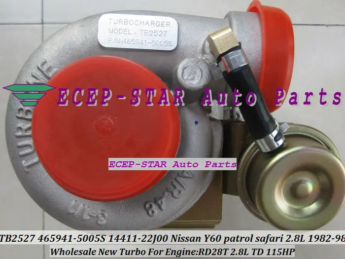 Турбокомпрессор TB2527 465941 5005S 452022 0001 14411 22J00 Для NISSAN Y60 Patrol saфари 82 RD28T 2.8L|turbocharger