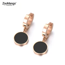 ZooMango модные белые раковины и черные акриловые 2 цвета серьги 316L ювелирные изделия из нержавеющей стали подарок на Рождество и годовщину ZE18042