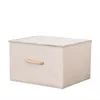 Shushi модный льняной ящик для ювелирных изделий, складной органайзер для мелочей, складной ящик для бюстгальтера, грязная ткань, чехол для хранения - Цвет: beige with lid