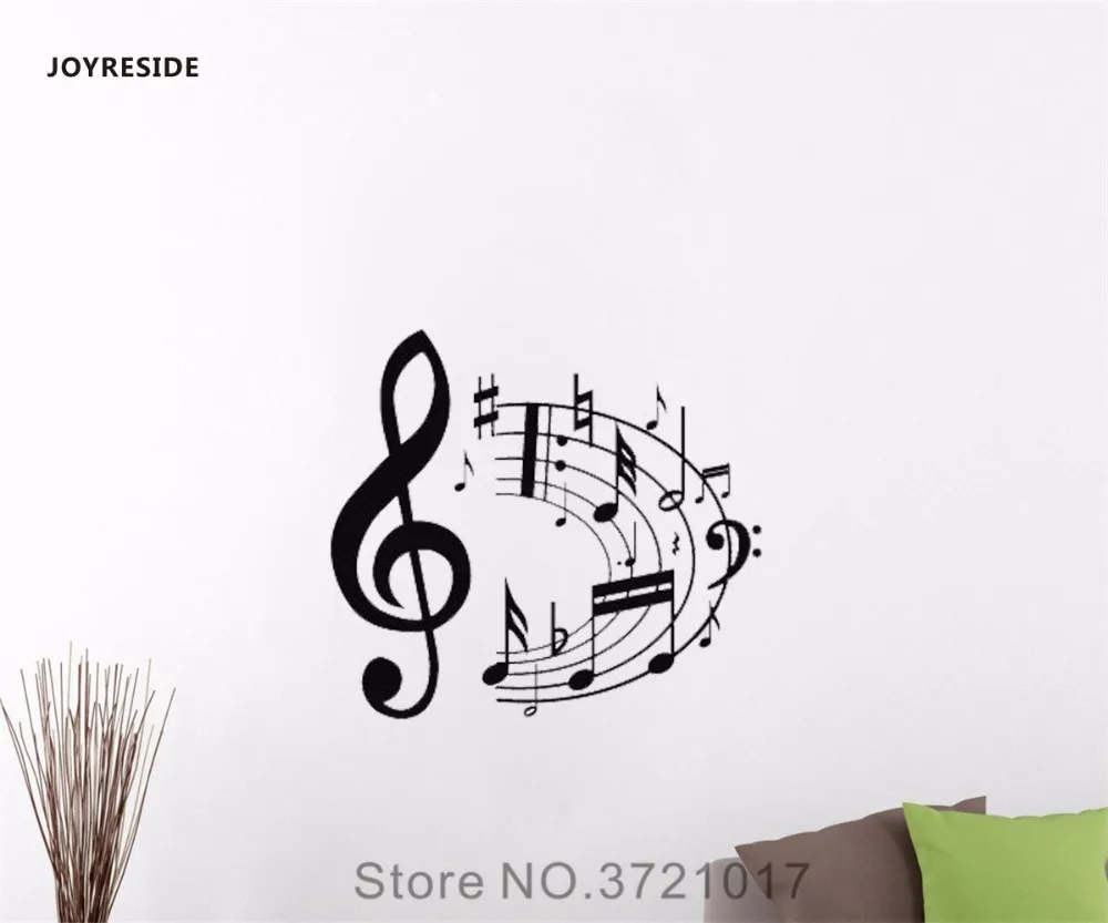 

JOYRESIDE Musical Notes Wall Treble Clef Decal Vinyl Sticker Home Interior Kid Living Room Bedroom Design Murals Decoration A170