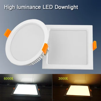 

LED flat panel light ultra-thin LED downlight Round/Square LED Ceiling Kitchen Bathroom Lamp 3W 6W 12W 18W 24W AC110-265V
