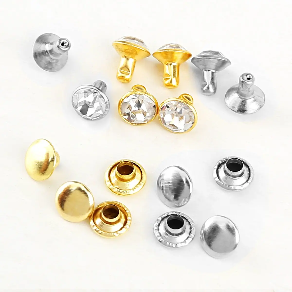 

JFBL 100pcs silver + 100 pcs golden Rivet with rhinestone diamond 7mm