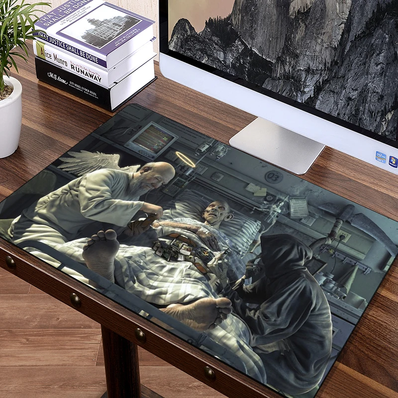 

FFFAS Large Angel Death Mouse Pad Mat Heaven Hell Choose Faith Fate Desk Table Mousepad Office Many Size Rubber Rug Gift