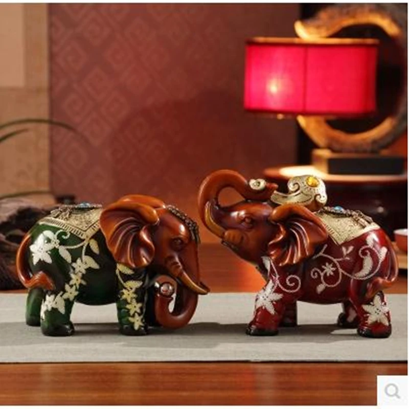 

A pair of elephant crafts, creative animal model furnishings, home office desktop decoration products