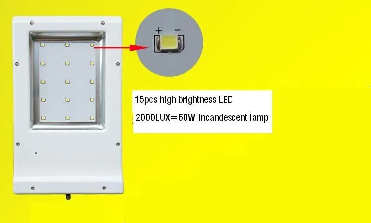 15 Светодиодный 3,5 W 3,7 V/4000 mAH солнечный датчик света лампа на солнечной батарее панель светодиодный уличный свет Путь Настенный аварийный светильник безопасности