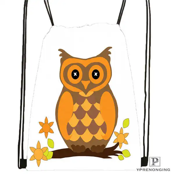Custom owl Drawstring Backpack Bag Cute Daypack Kids Satchel Black Back 31x40cm 180611 03 133