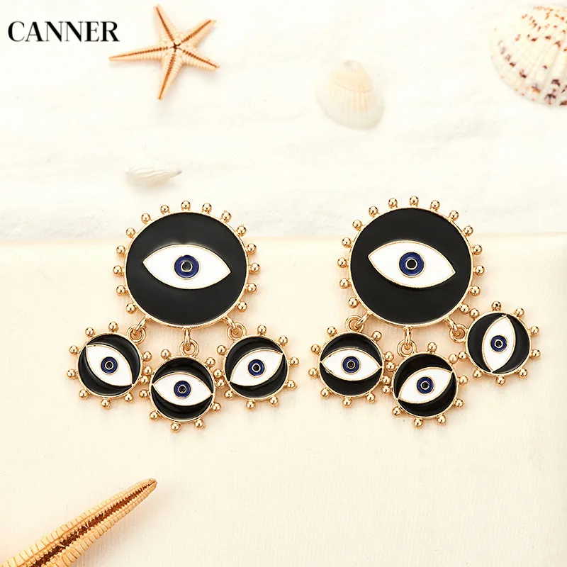 

Canner Exaggeration Black Big Statement Earrings For Women Evil Eye Dangle Earrings Fashion Jewelry 2019