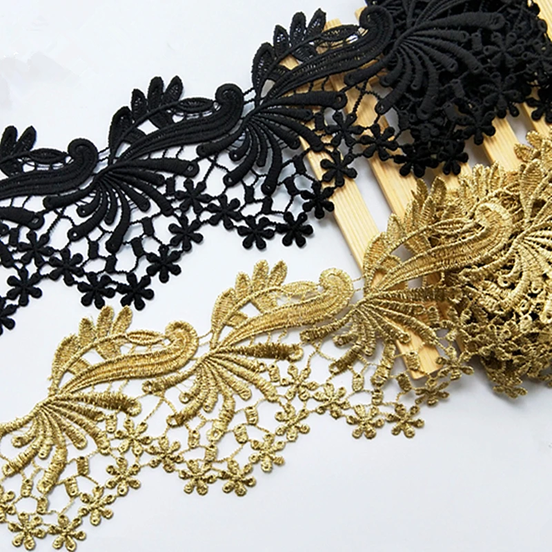 Red And Gold Beaded Lace Scalloped Border Appliqué Trim 13” Wide By The Yard
