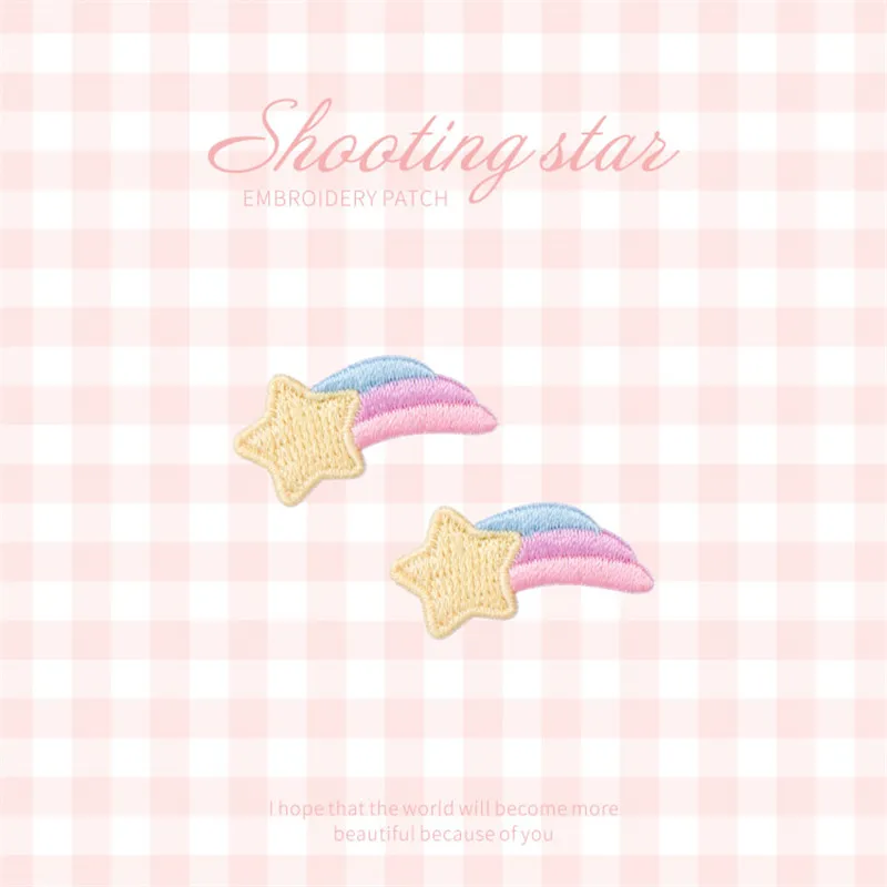 

2 Pieces Rainbow Embroidery Repair Patches Bag Jacket Jeans Cartoon Iron On Patches for Clothes Small Glue Sticker