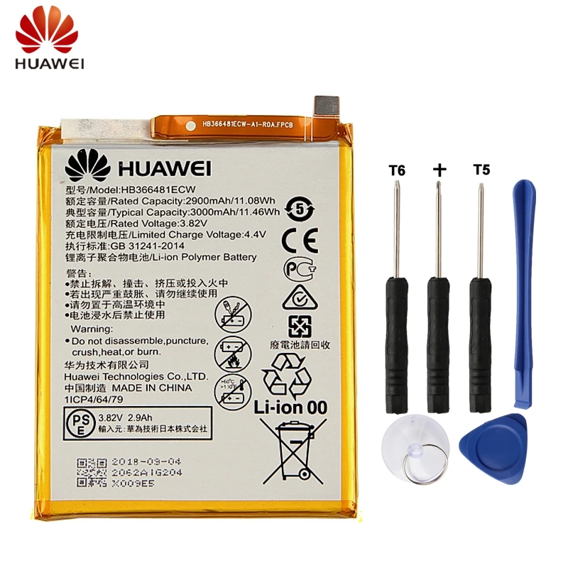 

Original HB366481ECW Battery For Huawei Honor 8 lite 9i 9 Lite P9 Lite Nova Lite Nova 3E GT3 Replacement Phone Battery 3000mAh