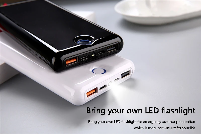

20000mAh Power Bank For iPhone Samsung Huawei Type C PD Fast Charging + Quick Charge 3.0 USB Powerbank External Battery
