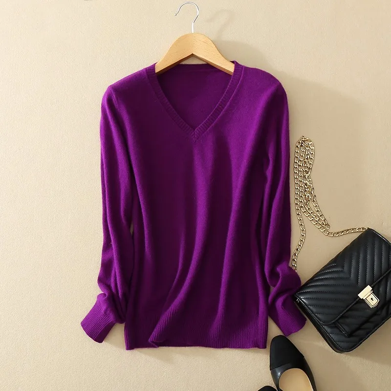 

Cashmere Oversized Sweater Women V Neck Pullover Cashmere Sweater Winter Solid Womens Knitted Sweaters Warm Tops Sweater 3XL