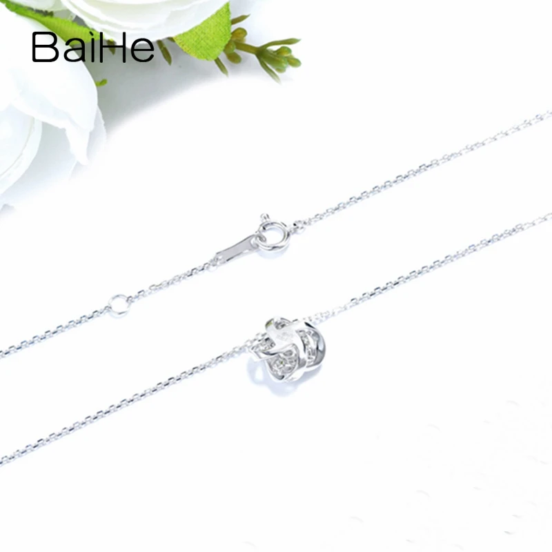 BAIHE Solid 18 K Белое Золото(AU750) Сертифицированные натуральные Алмазы обручальные женские модные ювелирные изделия Подарочные ожерелья