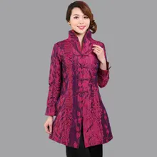 Fashion Purple Spring Chinese Women Satin Long Jacket Embroidery Coat Mujer Chaqueta Plus Size S M L XL XXL XXXL 4XL 5XL Mny001C