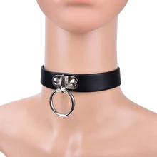 Womens Man Sexy Rivet Alternative Slave PU Leather Collar Traction Rope,BDSM Bondage Necklace Neckband,Sex Toys For Couple